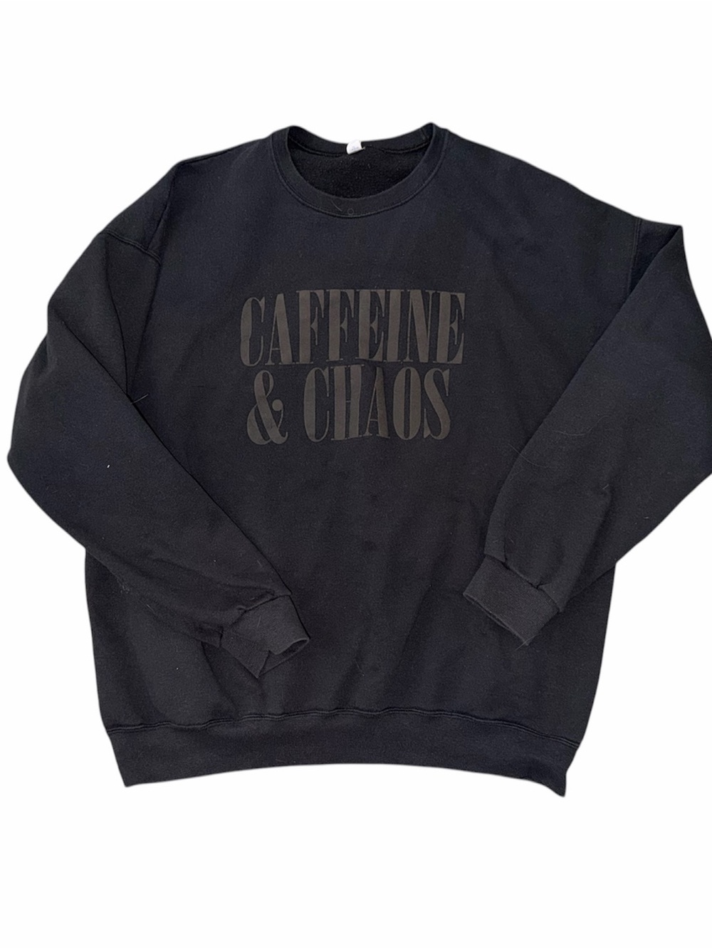 Caffeine & Chaos Black Crewneck Sweatshirt - women